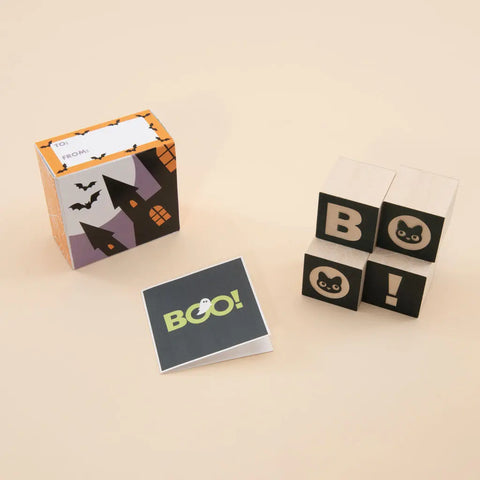 Educational Spooky Halloween Haunted House Wooden Blocks – 1.75 Inch Cubes – Boo!, Haunted House | Made in USA Uncle Goose  Decor