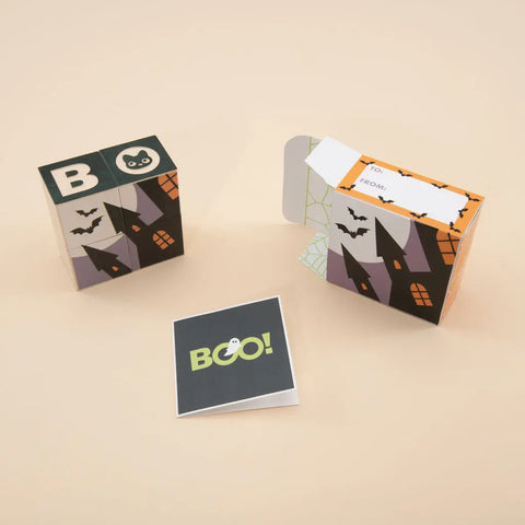 Educational Spooky Halloween Haunted House Wooden Blocks – 1.75 Inch Cubes – Boo!, Haunted House | Made in USA Uncle Goose  Decor