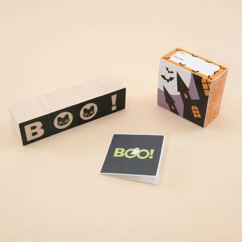 Educational Spooky Halloween Haunted House Wooden Blocks – 1.75 Inch Cubes – Boo!, Haunted House | Made in USA Uncle Goose  Decor