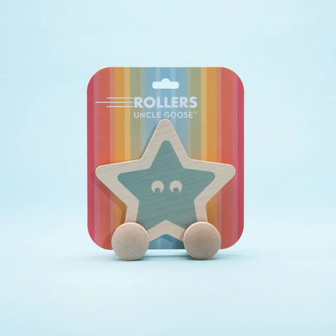 Educational Star Shaped Wooden Push Toy for Toddlers – 4.5 x 4.5 Inches – Uncle Goose | Made in USA Uncle Goose  Rollers