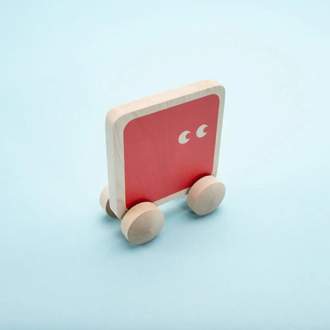 Educational Vibrant Red Square Wooden Push Toy for Toddlers Ages 3+ – Uncle Goose | Made in USA from Hard Maple Uncle Goose  Rollers