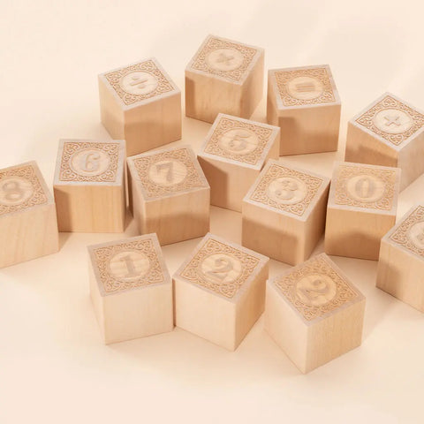 Educational Wooden Number Alphablank Blocks Set - 14 Piece 1.75 Inch Cubes for Creative Learning – Uncle Goose | Made in USA Uncle Goose  Classic Goose