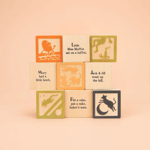 Educational Wooden Nursery Rhyme Blocks Set - 9 Piece, 1.75 Inch Cubes - Uncle Goose | Made In USA Uncle Goose  Sentiments