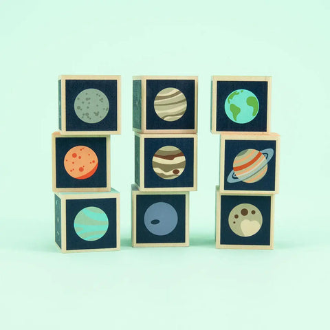 Educational Wooden Solar System Blocks for Kids - 9 Planet Cubes, 1.75 Inch - Uncle Goose | Made in USA Uncle Goose  Discovery