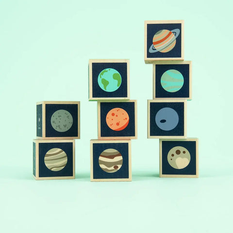 Educational Wooden Solar System Blocks for Kids - 9 Planet Cubes, 1.75 Inch - Uncle Goose | Made in USA Uncle Goose  Discovery