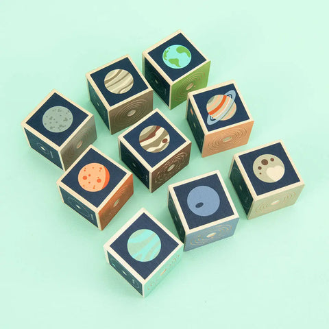 Educational Wooden Solar System Blocks for Kids - 9 Planet Cubes, 1.75 Inch - Uncle Goose | Made in USA Uncle Goose  Discovery