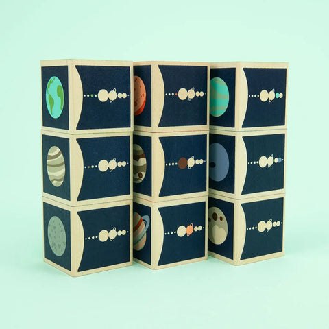 Educational Wooden Solar System Blocks for Kids - 9 Planet Cubes, 1.75 Inch - Uncle Goose | Made in USA Uncle Goose  Discovery