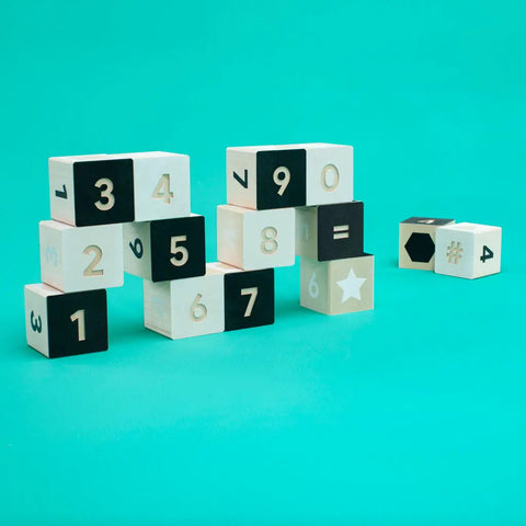 Educational Wooden Tonet Number Blocks Set for Kids - 14 Cubes, 1.75 Inches - Uncle Goose | Made in USA Uncle Goose  Grow