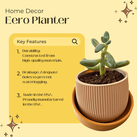 Eero Indoor Planter With Drip Tray – Modern Eco-Friendly Potting Solution | 3 Sizes | Made in USA Chatelet Manufacturing 