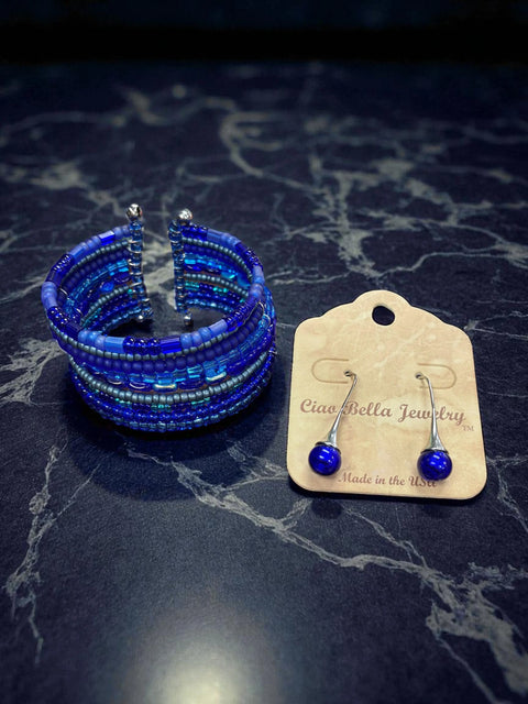 Elegant Blue Murano Glass Jewelry Set | a Touch of Timeless Sophistication Michelle Marie Boutique  Bracelet Set