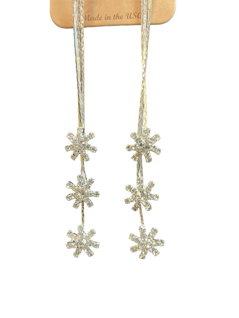 Elegant Crystal Snowflake Dangle Earrings – Winter Jewelry Accessory – Gold or Silver | Made in USA Michelle Marie Boutique  Earrings