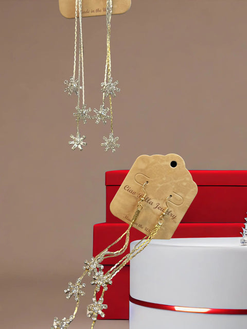 Elegant Crystal Snowflake Dangle Earrings – Winter Jewelry Accessory – Gold or Silver | Made in USA Michelle Marie Boutique  Earrings