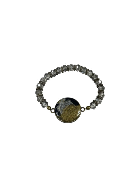 Elegant Gray Crystal Bracelet With Resin Centerpiece | a Timeless Accessory Michelle Marie Boutique  Bracelets