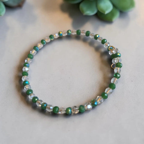 Elegant Green and Clear Beaded Wrap Bracelet – Lightweight Handmade Jewelry | Made in USA Michelle Marie Boutique  Bracelets