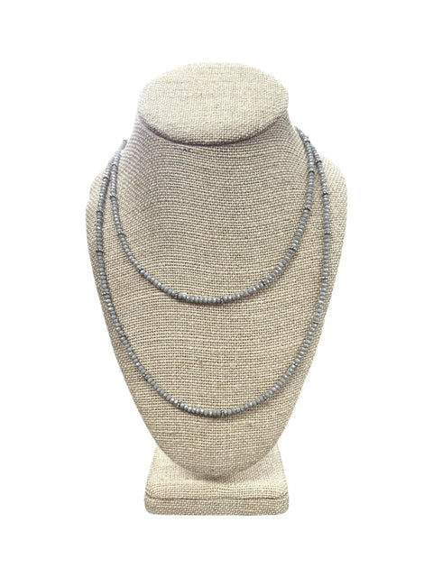 Elegant Long Beaded Necklace | Light Gray Michelle Marie Boutique  Necklaces