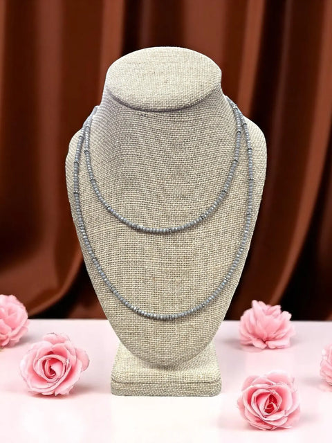 Elegant Long Beaded Necklace | Light Gray Michelle Marie Boutique  Necklaces