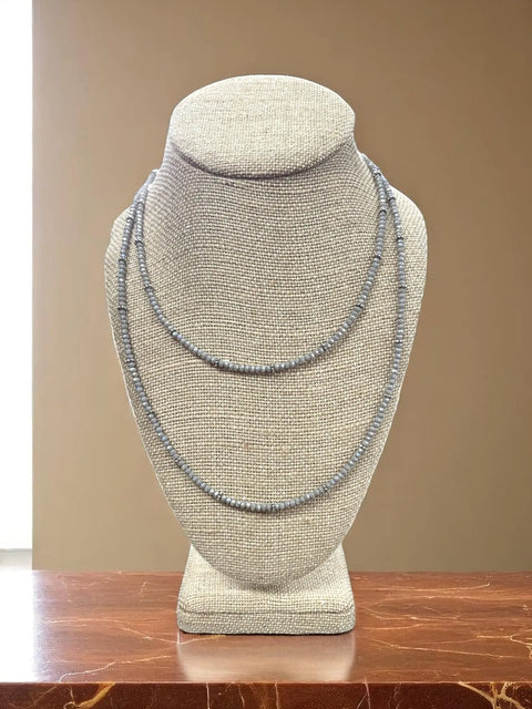 Elegant Long Beaded Necklace | Light Gray Michelle Marie Boutique  Necklaces