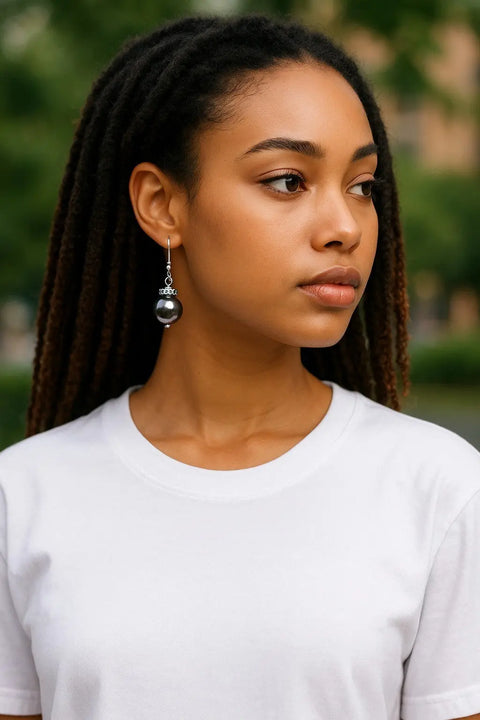 Elegant Round Austrian Crystal Pearl Drop Earrings – Lightweight Design – Dark Pink & Black-Gray Options | Made in USA Michelle Marie Boutique  Earrings