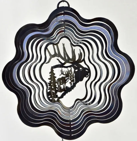 Elk Head Wind Spinner – Rustic Outdoor Metal Decor | Handmade in USA Knights Home Decor  item