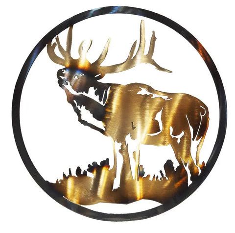 Elk Metal Wall Art – Rustic Wildlife Decor – Handcrafted Circle Design | Made in USA Knights Home Decor  item