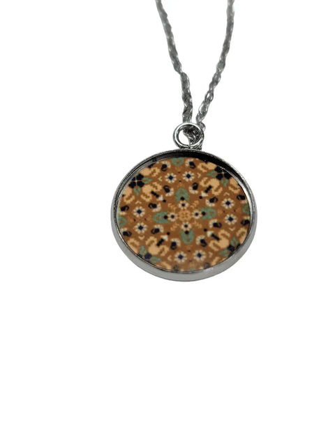 Embroidery Pattern Glass Pendant Necklace 18 Inch Stainless Steel Chain – Trendy Jewelry Gift | Made in USA Michelle Marie Boutique  Jewelry