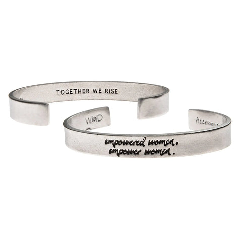 Empowered Women Inspirational Pewter Cuff Bracelet – Handcrafted Quotable Jewelry | Made in USA Whitney Howard Designs  Cuff Bracelets
