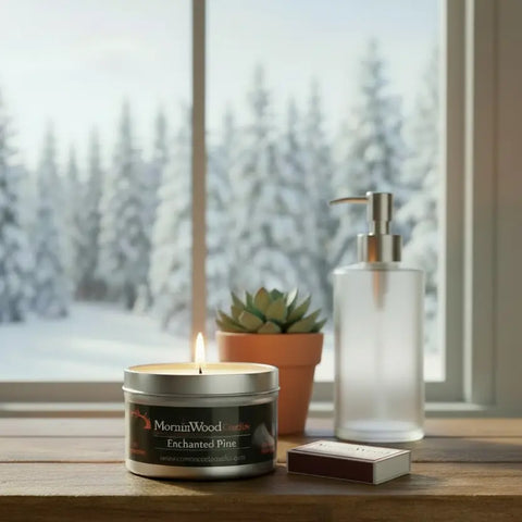 Enchanted Pine Soy Wax Tin Candle 7oz – Handcrafted Home Fragrance – MorninWood Candles | Made in USA MorninWood Candles  Candles