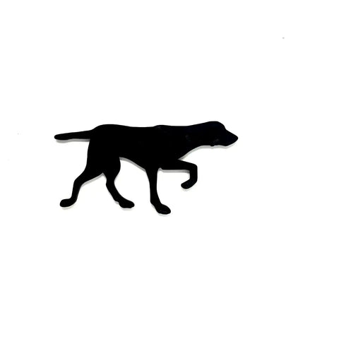 The English Pointer Dog Fridge Magnet in black by Chatelet Manufacturing features a right-facing silhouette—perfect for your refrigerator and an ideal gift for dog lovers.