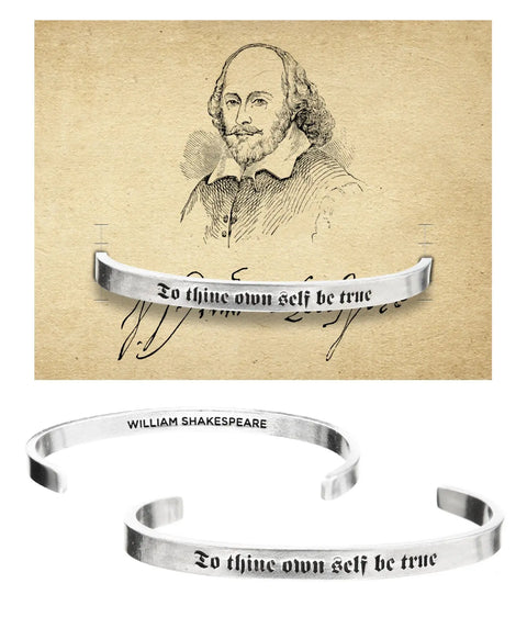 Engraved Shakespeare Quote Cuff Bracelet – To Thine Own Self Be True – Handcrafted Bracelet | Made in USA Whitney Howard Designs  Cuff Bracelets