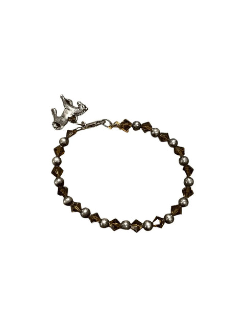Equestrian Charm Bracelet – Brown Austrian Crystals With Pewter Horse | Made in USA – Adjustable Closure Michelle Marie Boutique  Bracelets