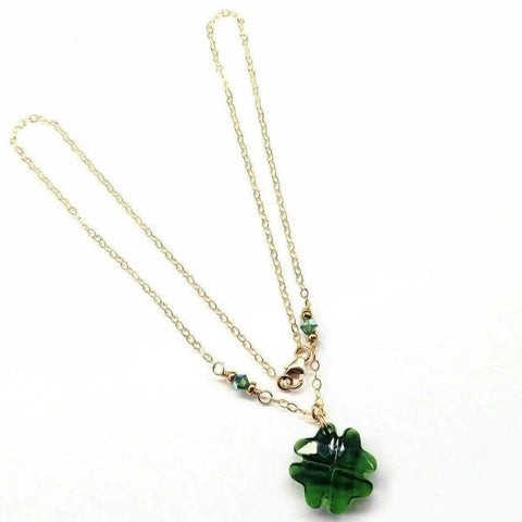 Erinite Dark Green Swarovski Crystal Clover Necklace – Handcrafted Jewelry | Made in USA Alexa Martha Designs  Necklace