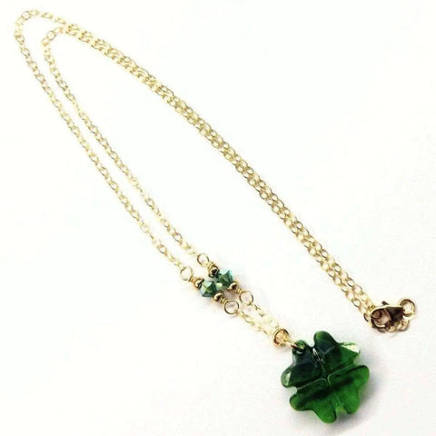 Erinite Dark Green Swarovski Crystal Clover Necklace – Handcrafted Jewelry | Made in USA Alexa Martha Designs  Necklace