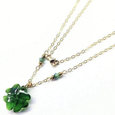 Erinite Dark Green Swarovski Crystal Clover Necklace – Handcrafted Jewelry | Made in USA Alexa Martha Designs  Necklace