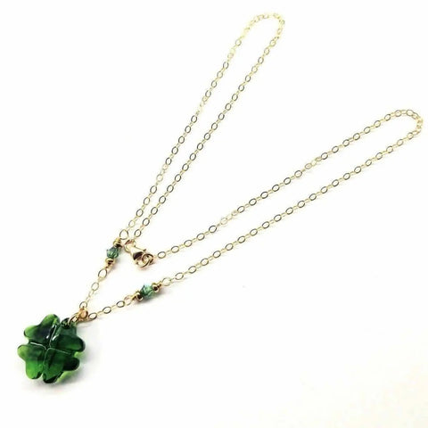 Erinite Dark Green Swarovski Crystal Clover Necklace – Handcrafted Jewelry | Made in USA Alexa Martha Designs  Necklace