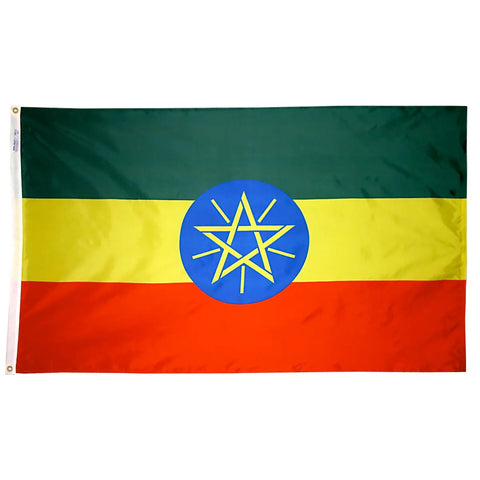 Ethiopia Outdoor Nylon Flag 200 Denier – UV Resistant SolarGuard Dye | Made in USA Durable Heritage Banner Freedom Flag and Pole 