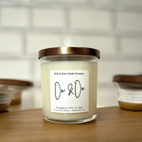 Eucalyptus Mint Soy Candle 8.5 oz – Long-Lasting Luxury Scented Candle | Handmade in USA Wick and Glow Candle Company™  Candles