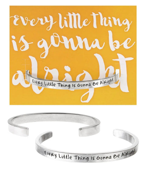Every Little Thing Is Gonna Be Alright Inspirational Pewter Cuff Bracelet – Handcrafted Jewelry | Made in USA Whitney Howard Designs  Cuff Bracelets