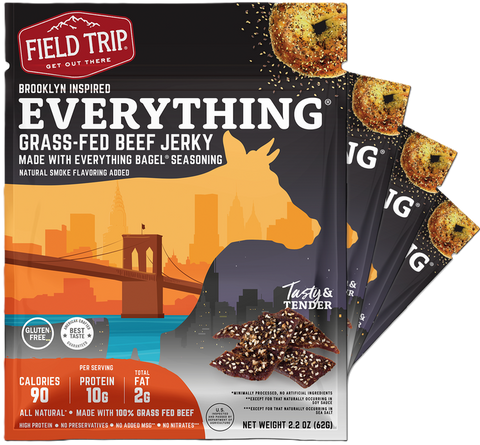 Field Trip Everything Bagel Grass-Fed Beef Jerky 2.2oz 4-Pack | Made in USA Field Trip 