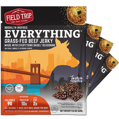 Field Trip Everything Bagel Grass-Fed Beef Jerky 2.2oz 4-Pack | Made in USA Field Trip 