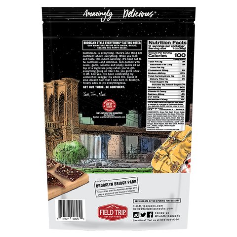 Everything Bagel Seasoned Grass Fed Beef Jerky 12oz – High Protein Snack | Made in USA Field Trip 