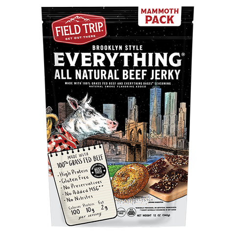 Everything Bagel Seasoned Grass Fed Beef Jerky 12oz – High Protein Snack | Made in USA Field Trip 