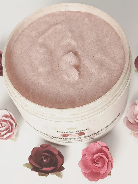 Exotic Rose Whipped Sugar Scrub 8 oz – Organic Body Care | Handcrafted in USA Forev'Herbs  Sugar Scrub