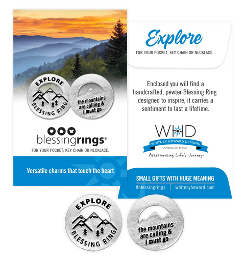 Explore Blessing Ring Charm – Handcrafted Pewter Mountain Token | Inspirational Adventure Gift | Made in USA Whitney Howard Designs  Blessing Ring
