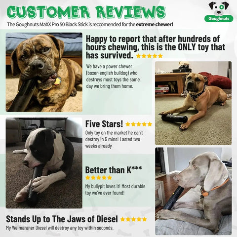 Extra Large Durable Dog Chew Stick – Tough Toy for 100+ Pound Dogs | Made in USA Goughnuts 
