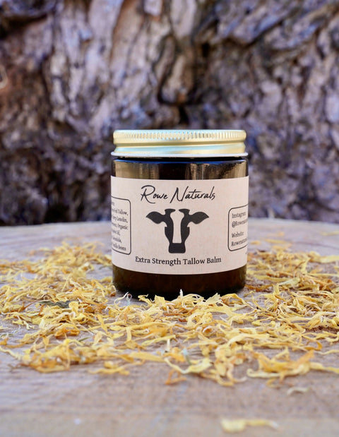 Extra Strength Tallow Balm – Nutrient-Rich Skin Healing Moisturizer with Organic Calendula & Vanilla | Made in USA Rowe Naturals  Extra strength tallow balm