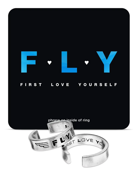 FLY First Love Yourself Inspirational Adjustable Silver Ring – Handmade Affirmation Jewelry | Made in USA Whitney Howard Designs  InspireRings