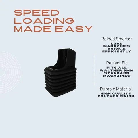 FRESHe 9mm Magazine Reloader - Fits All Standard Walther Model 9mm Magazines - Custom Fit & Design for Fast & Efficient Speed Loading Chatelet Manufacturing 