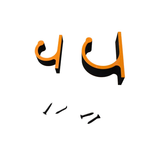 Two orange and black FRESHe Horizontal Fishing Rod Holders by Chatelet Manufacturing, with three black screws, are displayed on a white background. USA-made for reliable fishing rod storage and organization.