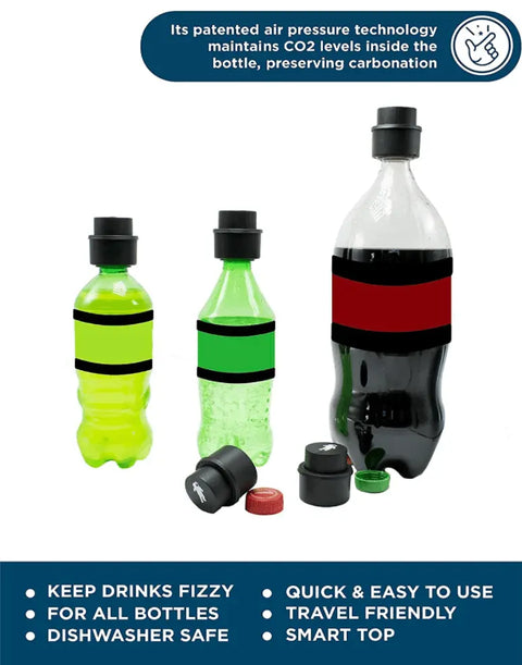 FRESHeTECH Carbonation Saver 5 Pack – Soda Bottle Sealer | Made in USA Chatelet Manufacturing 
