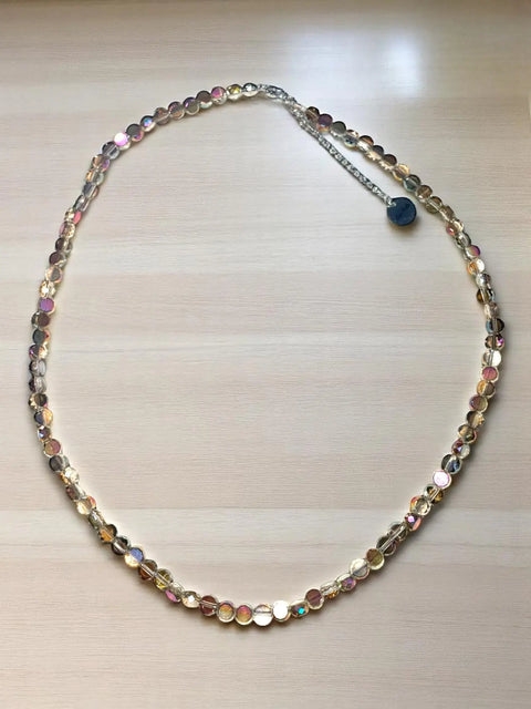Faceted Beaded Circle Necklace | Champagne & Turquoise Michelle Marie Boutique  Necklaces